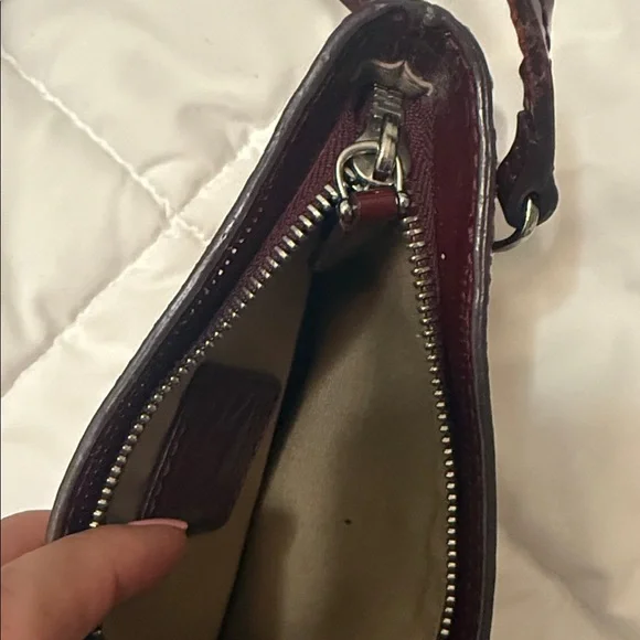 Burberry Beige Plaid Wristlet with Burgundy Trim - Picture 3 of 5